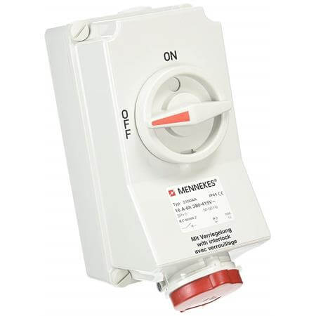 TYPE NO. 5100A 16A4P 6H400V wall mounted receptacle DUO