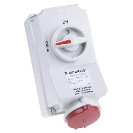 TYPE NO. 5105A 32A4P 6H400V wall mounted receptacle DUO