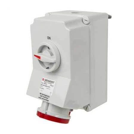 TYPE NO. 5959A  63A5P 6H400V WALLMOUNTED RECEPTACLE DUO WITH X CONTACT IP44